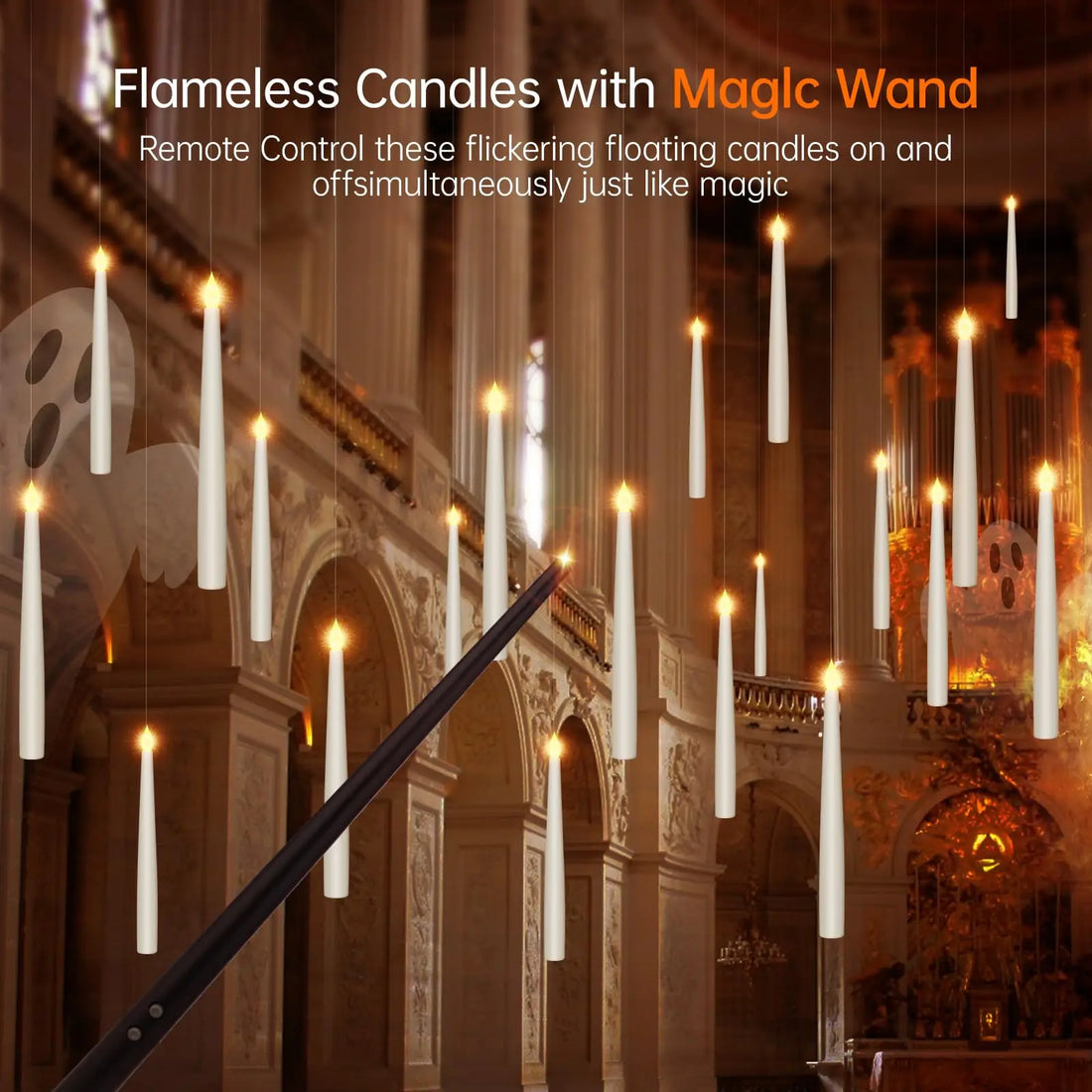 Flameless Floating Candles with Magic Wand